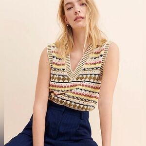 Scotch & Soda In Bloom Sweater Vest Knit Multicolor Fair Isle Small $168 boho